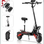 Electric Scooter Fast with Seat for Adults, 52 mph and 50 Miles Range Dual Motor, 60V 6000W & 1440 WH Battery, 11" Tubeless Off-Road Tire Foldable